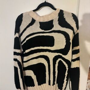 Simons Black and Cream Abstract Sweater
